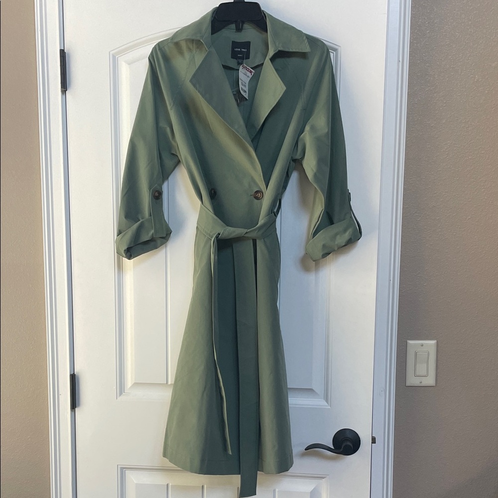 Love Tree Sage Green Trench Coat